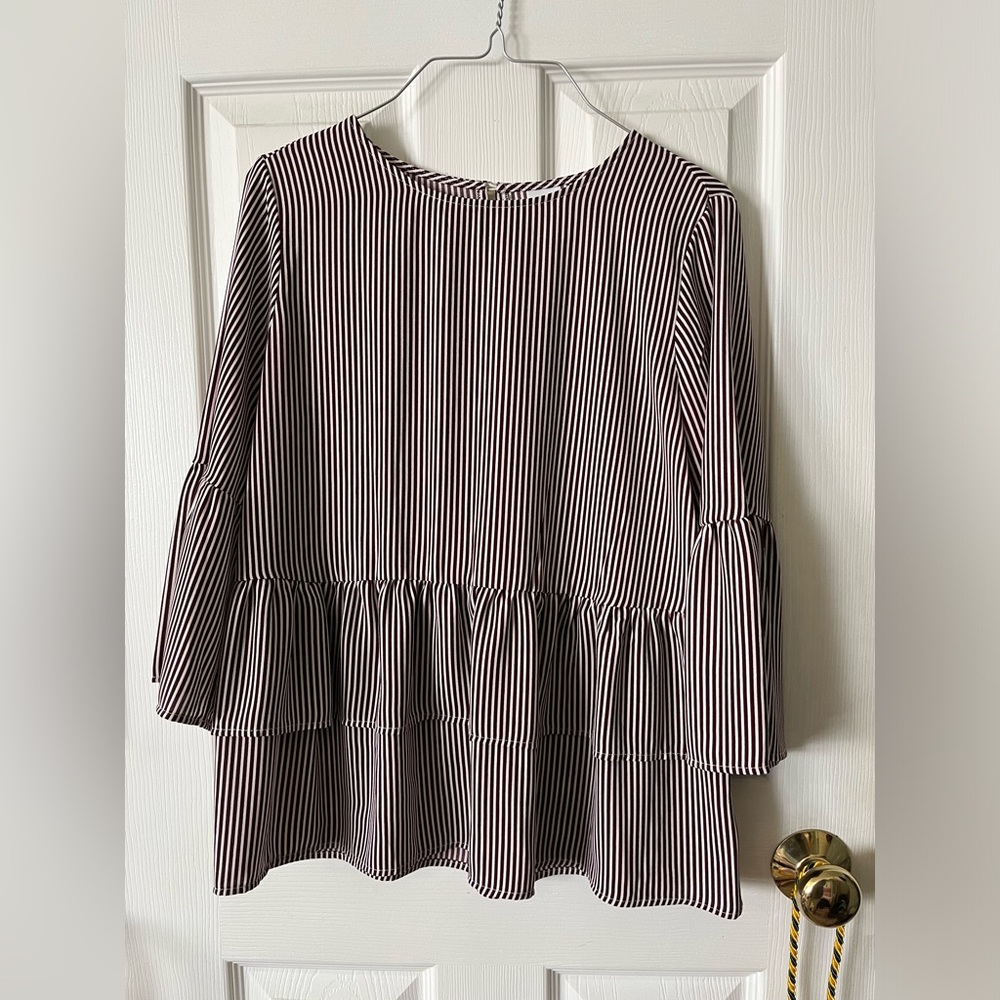 stripped ruffle shirt!